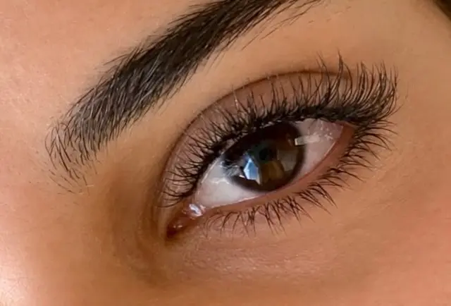 Close-up of finished lashes