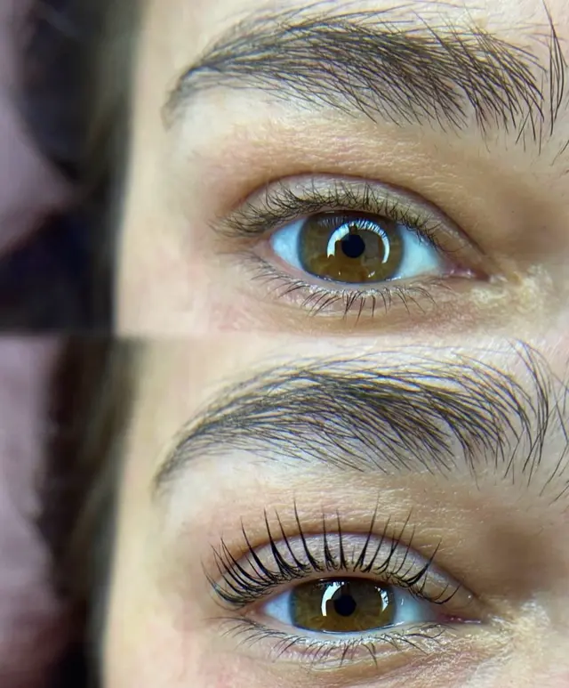 Lash lift, before and after
