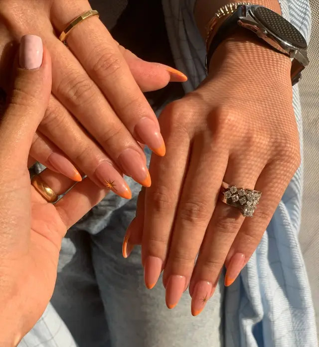 Orange French tip nail art