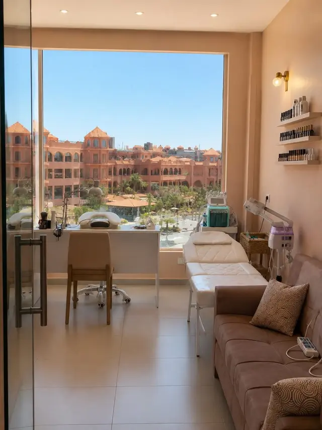 The salon by the window, with soft daylight