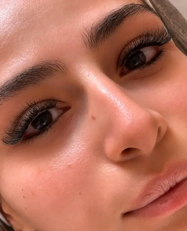 Finished lash extensions, close-up